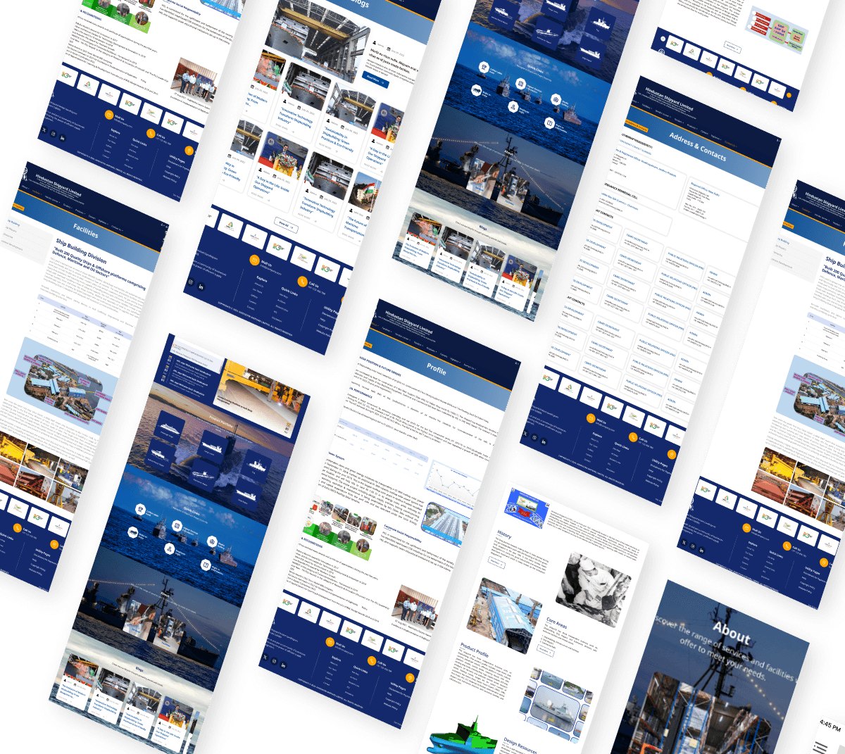 Collage of high-fidelity mobile design screens for the HSL website